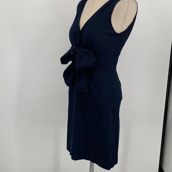 Kate Spade Blaine‎ Bow Sheath Dress Mini Size 2 Small -V Neck Sleeveless Navy - Picture 3 of 15